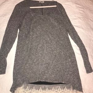 Grey Sweater with lace in Women size large